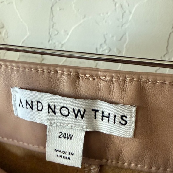 And now this|Tan faux leather Straight Leg Pants with Relaxed Fit,plus size 24W• - Picture 7 of 12